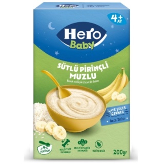 غذای کمکی هروبیبی شیر و برنج و موز 200 گرم Hero Baby